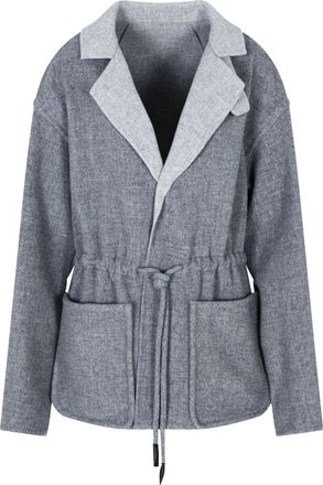 Giorgio Armani Textured Grey Wool Relaxed Fit Blazer