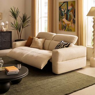 Castlery Modular Slim Arm Dual Recliner Sofa with Feather Filled Seats - Beige | Jaron by Castlery