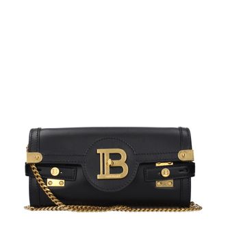 Balmain Black Leather Clutch Womens Bag