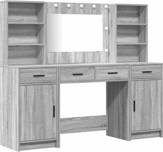 vidaXL Conjunto de Mesa de Tocador con cajón 3 pcs Gris sonoma vidaXL