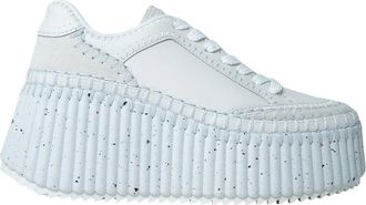Chlo&eacute; Leren sneakers met contrastpanelen - Dames - Sneakers - Wit - 41 EU - Leer - Schoenen