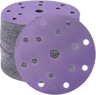 No Brand Discos De Lijado De 150 Mm, Papel De Lija De Grano 100, 50 Unidades, Discos De Lijado De 15 Agujeros Para Lijadora Orbital (morado)