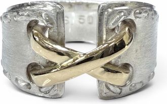 Herm&egrave;s Gold Silver Silver 925 Band Ring (Pre-Owned)