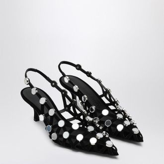 The Attico Black Grid Slingback
