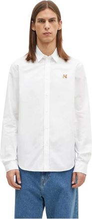 Maison Kitsun&eacute; Overhemden, Heren, Wit, L, Katoen, Fox Head Classic Shirt