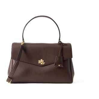 Ralph Lauren Farrah Soft Satchel - Medium - Dames - Tassen - Bruin - Maat: ONE Size Katoen