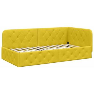 vidaXL Corner Bed Frame with Headboard Yellow 90 x 190 cm Velvet vidaXL