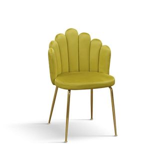Konte Design Lote de 4 sillas de tela efecto terciopelo amarillo ocre,patas doradas