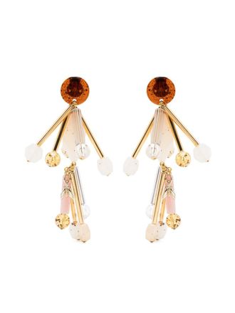 Patrizia Pepe bead-embellished clip-on earrings - Neutrals