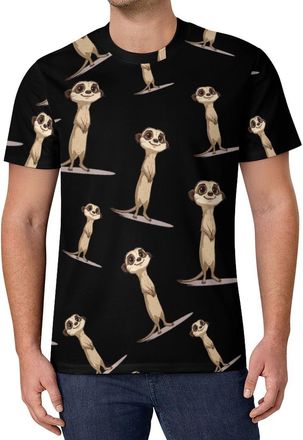 Generic Cartoon Meerkat Mens T-Shirts Short Sleeve Casual Shirt Summer Sports Tees Tops XL
