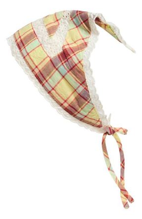 Damson Madder Lace Inset Plaid Organic Cotton Triangle Hair Scarf in Multi at Nordstrom