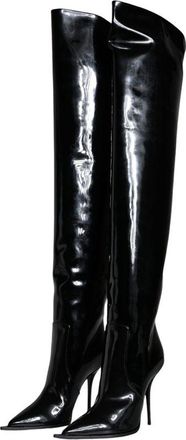 Dolce & Gabbana Womens Black Leather Over The Knee Shoe