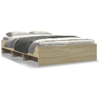 Berkfield Home Bed Frame Frame Sonoma Oak 120x190 cm Small Double Wood in Light Tan