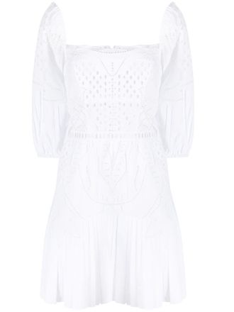 Alberta Ferretti embroidered cotton dress - women - Cotton - 42 - White
