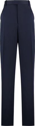 Bottega Veneta Wol op maat gemaakte broek met achterzak - Dames - Straight fit broeken - Blauw - S - Wol - Broeken
