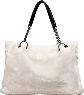 Generic Womens Plush Bags Plush Bag Popular And Fashionable Winter Women Shoulder Bag Female Chain Larger Capacity Tote(Off white)