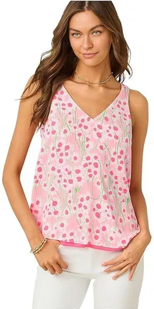 Lilly Pulitzer Florin Straight Hem Top Womens Clothing Conch Shell Pink Lil Sunny Daisies : XXS, Polyester