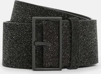 AllSaints Womens Cow Leather Mary Sparkle Leather Wide Waist Belt, Size: XS