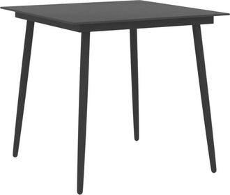 vidaXL Mesa de comedor para jardín acero y vidrio negro 80x80x74 cm Vidaxl