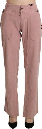 Ermanno Scervino Cotton Pink High Waist Straight Trouser Womens Pants