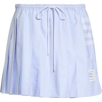 Thom Browne 4-Bar Pleated Cotton Oxford Miniskirt in Light Blue at Nordstrom, Size 10 Us