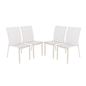Sweeek Silla de jard&iacute;n apilable de aluminio y textilene, set de 4, beige
