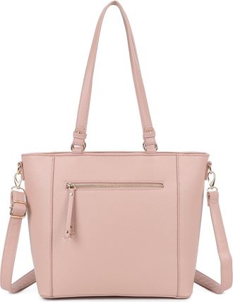 Generic Womens Tote Bag,Faux Leather, Shoulder Bag with Adjustable Strap, Front Zipper Pocket (Pink)