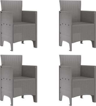 vidaXL Silla De Jard&iacute;n 4 Pcs Gris Claro 53 X 49 X 85 Cm Pp Vidaxl