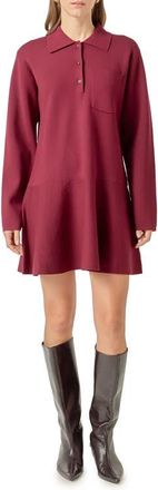 English Factory Long Sleeve Knit Minidress in Burgundy at Nordstrom, Size X-Small