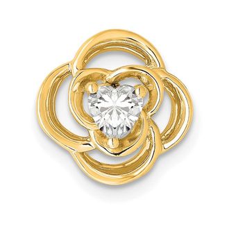 Diamond2Deal 14k Gold 1/4 Ct Lab Grown Diamond Flower Chain Slide Pendant
