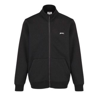 Slazenger Herenjack van polykatoen met logo en doorlopende rits (Zwart)