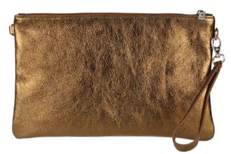 Girly HandBags Womens Genuine Italian Metallic Leather Clutch Bag - Copper