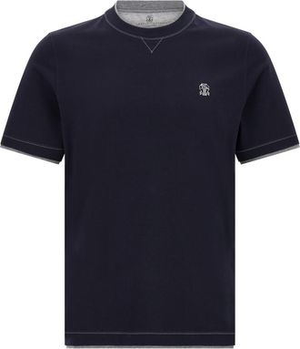 Brunello Cucinelli Blue Double Layer T-shirt