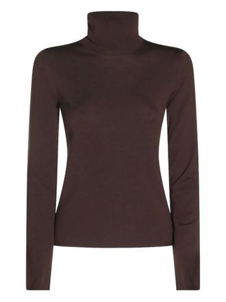 Zanone turtleneck long-sleeve sweater - women - Polyamide/Virgin Wool - 44 - Brown