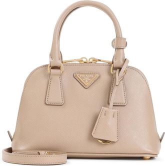 Prada Tassen, Dames, Beige, ONE Size, Leer, Roze Kalfsleren Handtas