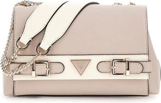 Guess Taupe Gehamerd Eco-leer Schoudertas - Dames - Schoudertassen - Beige - ONE Size - Leer - Tassen