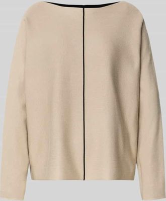 s.Oliver Black Label Comfort Fit Strickpullover mit anders farbiger Rückseite in Taupe, Größe 34