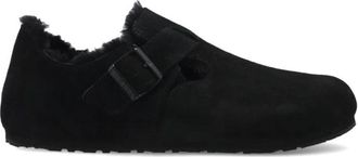 Birkenstock London Shearling Regular Fit - Heren - Platte Schoenen - Zwart - 43 EU - Wol - Schoenen