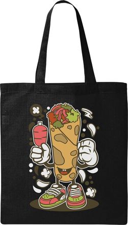 Generic Kebab Traditional Turkish Food Artwork Natural Ecological Cotton Tote Bag Black