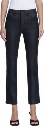 Flying Monkey Coated High Rise Slim Straight Jeans In Black