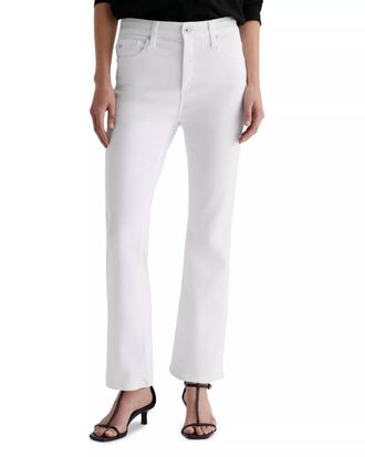 AG - Adriano Goldschmied Farrah Mid Rise Boot Crop Jeans In Gallery White
