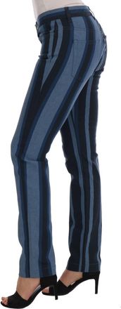 Dolce & Gabbana Womens Blue Girly Striped Cotton Jeans Clothing