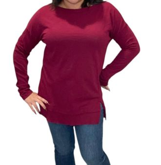 bobi Split Hem Long Sleeve Tee In Pinot