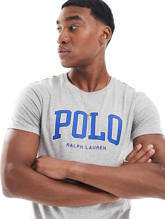 Polo Ralph Lauren T-shirt grigio mélange con logo applicato in ciniglia