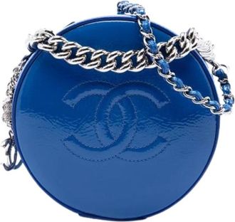 Chanel Pre-owned Patent Leather Satchel - Dames - Vintage Schoudertas - Blauw - ONE Size - Leer - Vintage