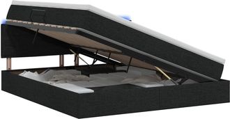 vidaXL Cama De Almacenamiento Led Con Colch&oacute;n Negro 140 X 190 Cm Tela Vidaxl