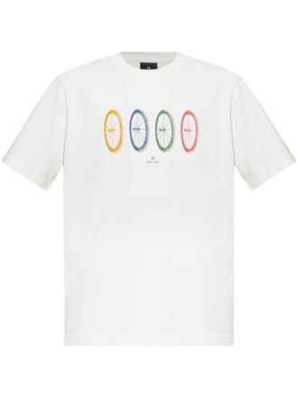 Paul Smith Wheels-print T-shirt - men - Organic Cotton - M - White