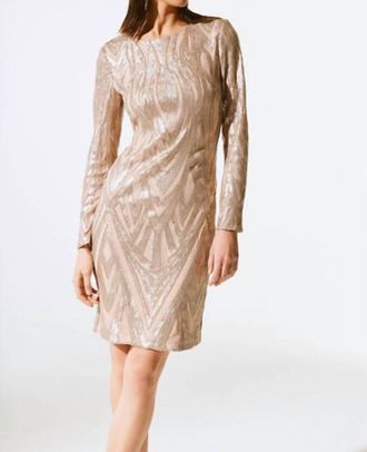 Joseph Ribkoff Sequin Party Dress In Gold