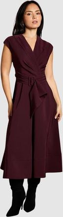 Coast Petite Belted Crepe Dress in Chocolate at Nordstrom, Size 8
