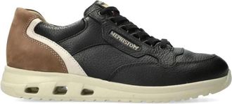 Mephisto Zwarte vetersneaker voor heren - Heren - Sneakers - Zwart - 40 EU - Leer - Schoenen